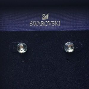 SWAROVSKI Blue Stud Earrings Rhodium Plated